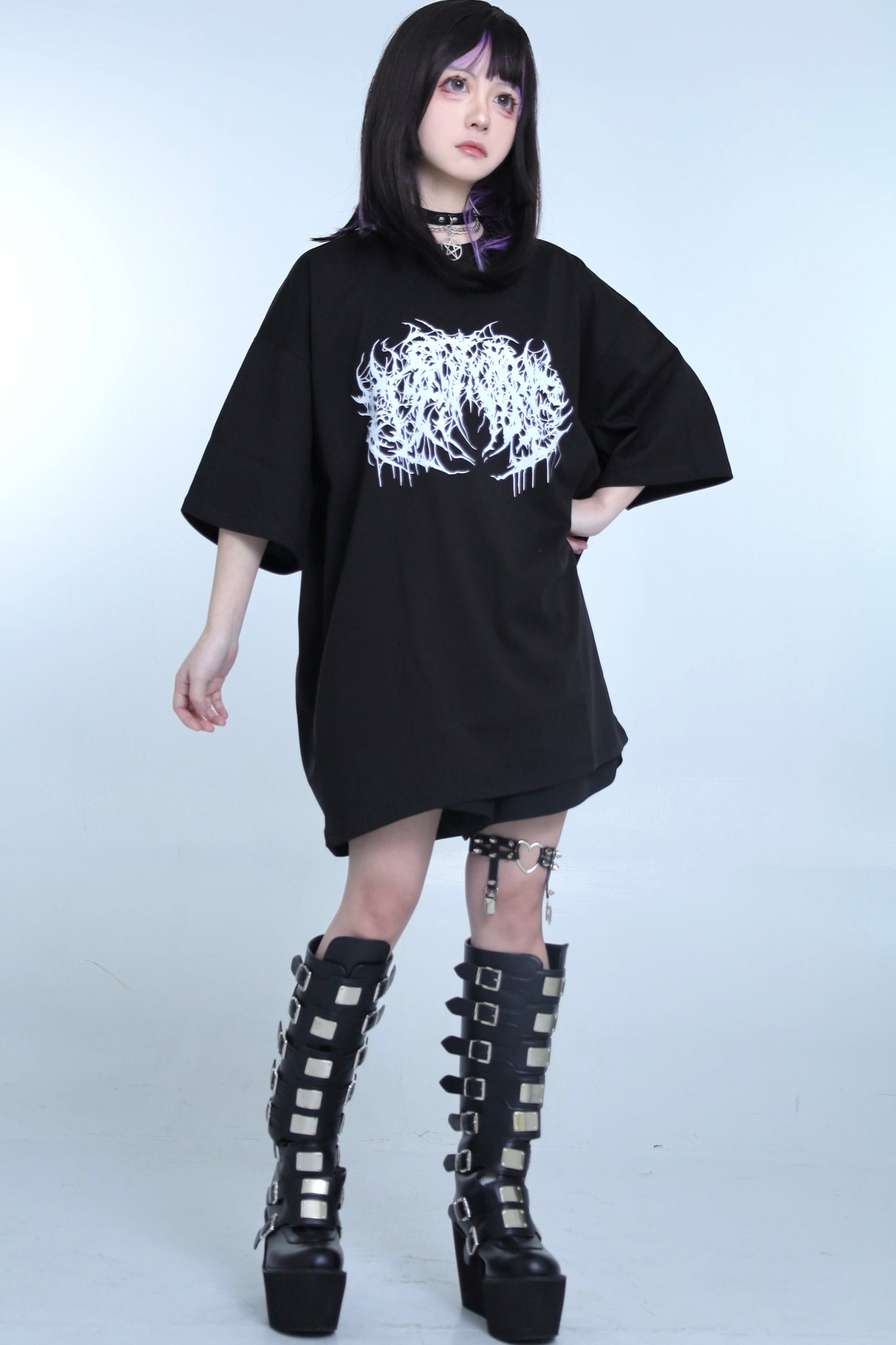 ゴシックパンクプリントTシャツ