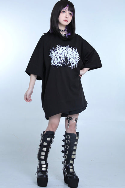 ゴシックパンクプリントTシャツ