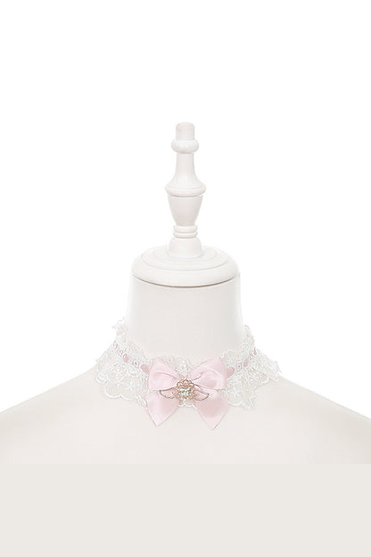 Lace Bow Dress With Hairband+Neck Ring