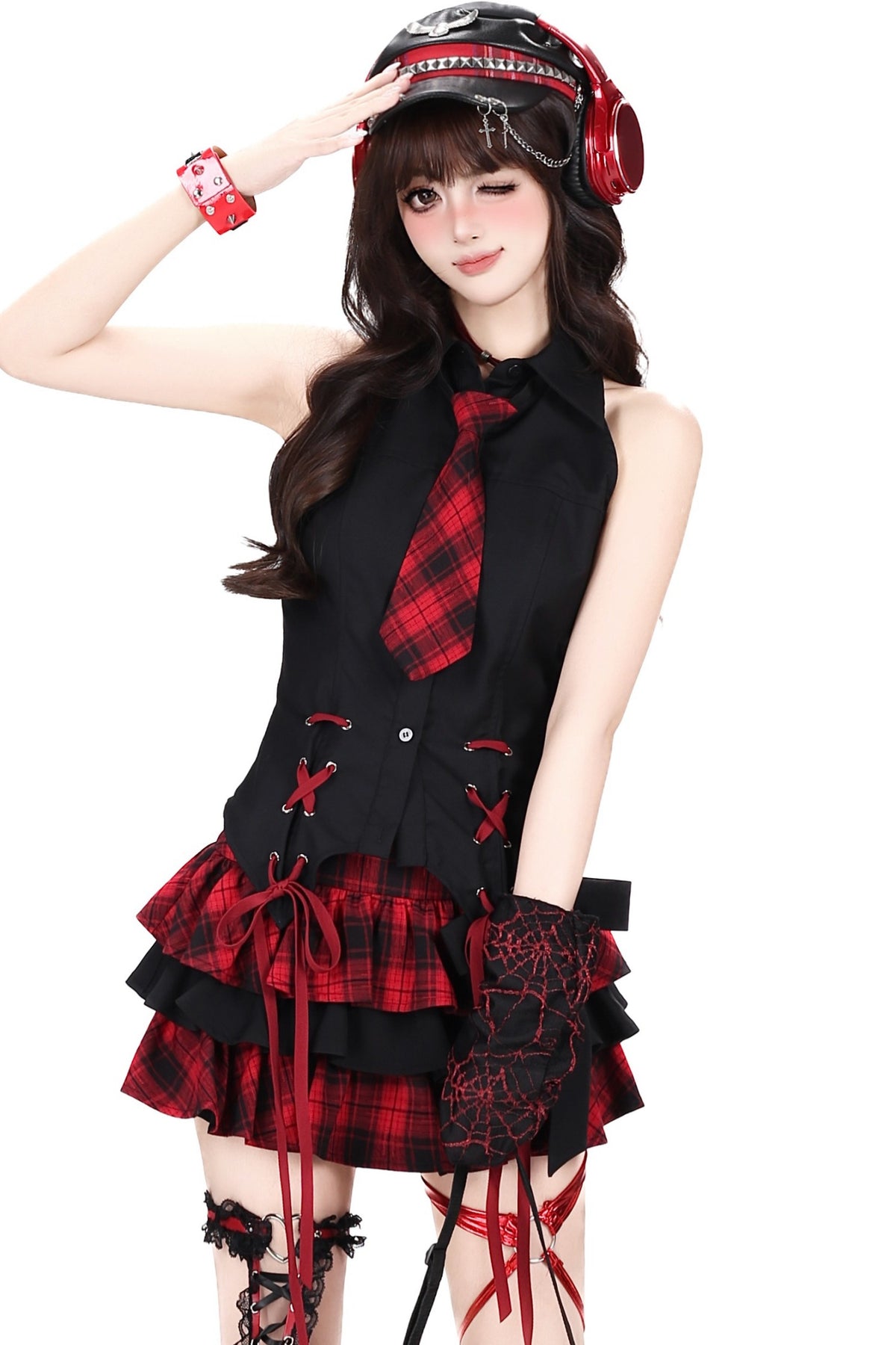 Cool Loose Long-Sleeved Blouse With Jacket and Skirt Set-Up