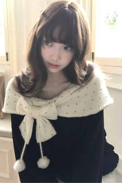 Polka Dot Off-Shoulder Sweater Top and Skirt Set