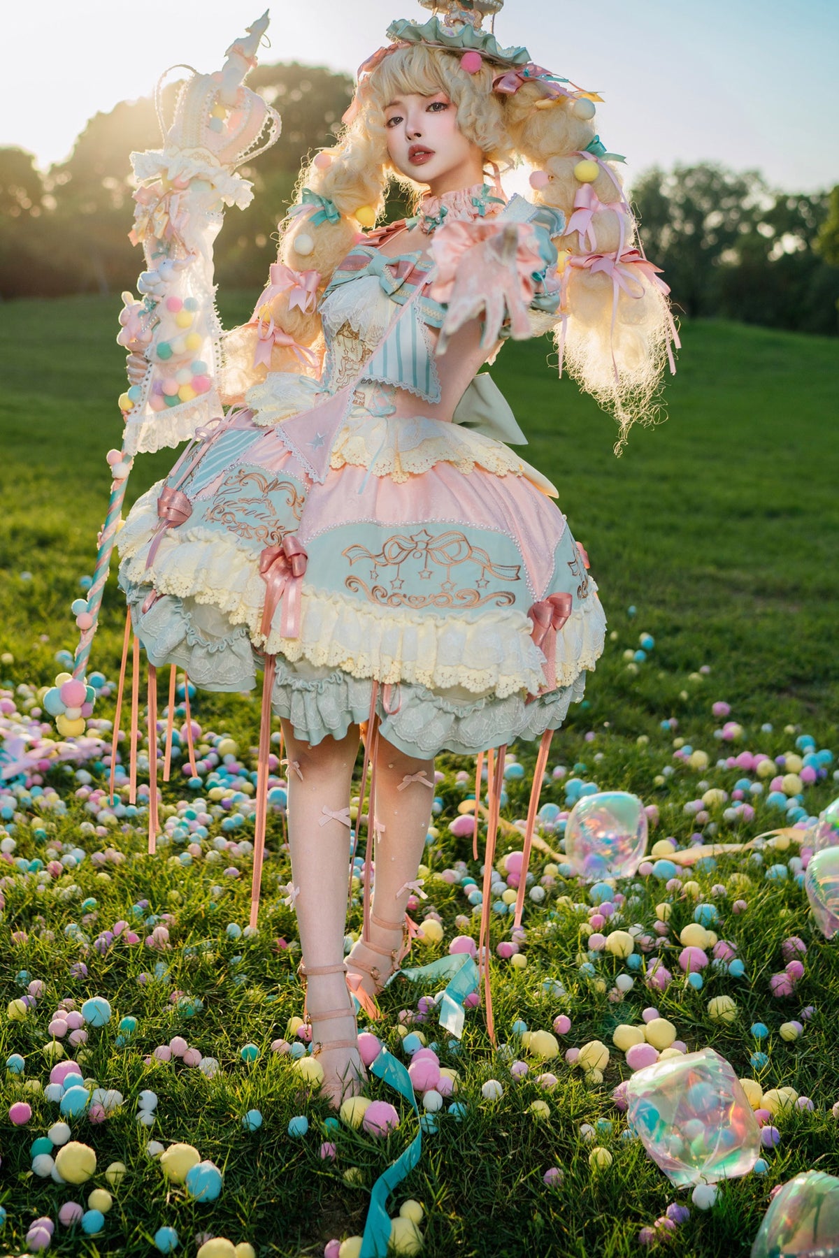 Glänzendes Prinzessinnenkleid und Shorts-Set