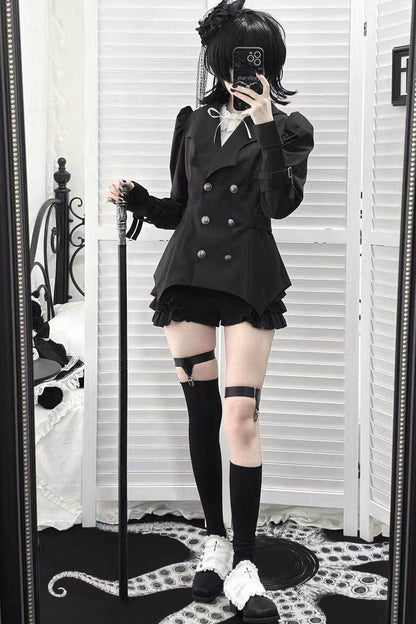 [Reservierungsschluss 24. Mai] Gothic-Lolita-Prinzenschuhe mit Spitzenbesatz und Kreuzdetail