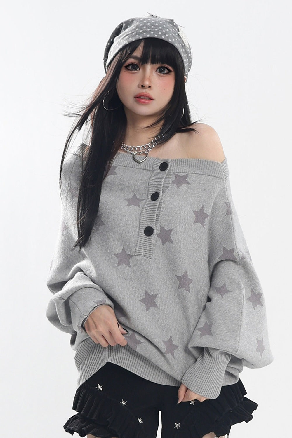 Star Batwing Knit Sweater