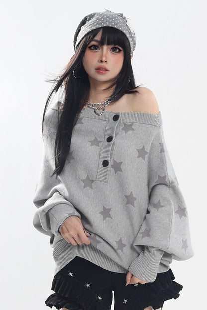 Star Batwing Knit Sweater