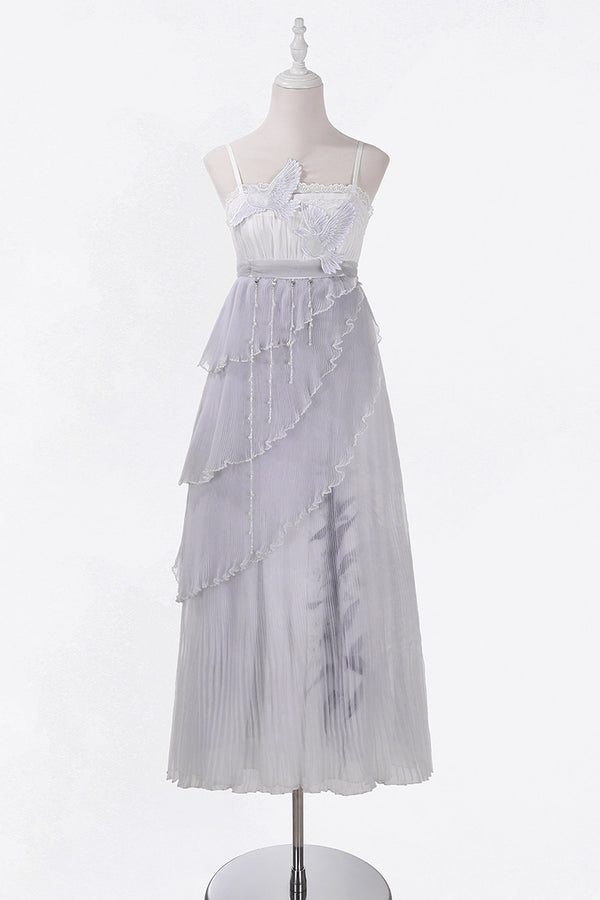 Greek Style Empire Waist Cape Dress Set-Up