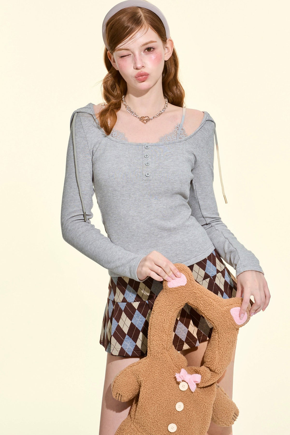 Strick-Kapuzentop im Lagenlook