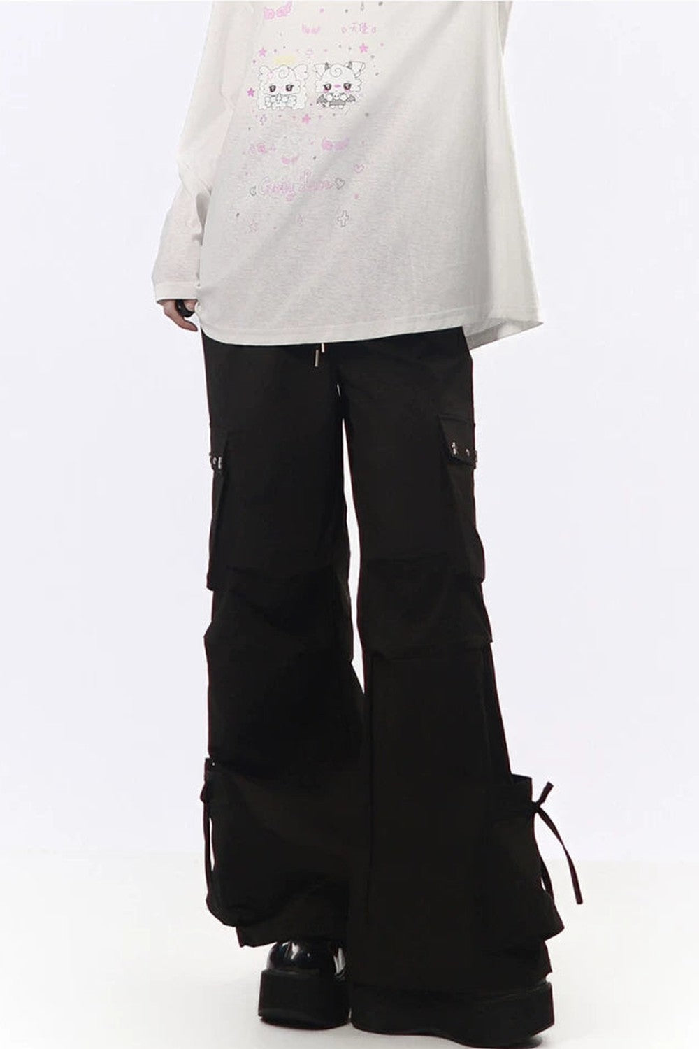 Studded Gathered Cargo Pants