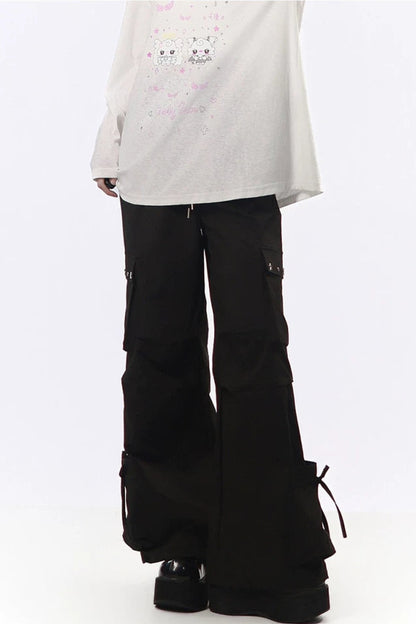 Studded Gathered Cargo Pants