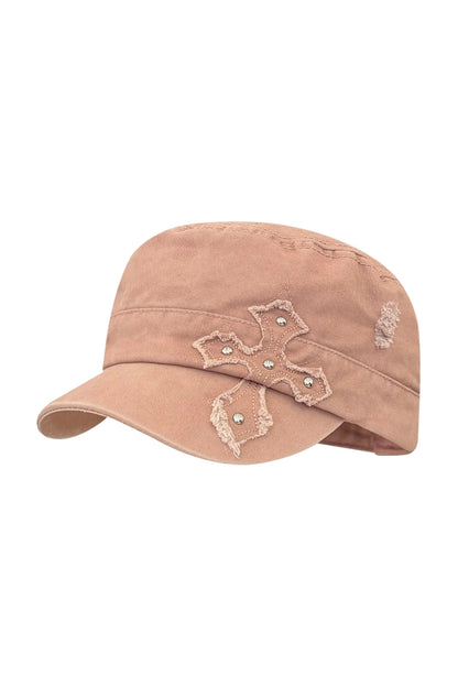 American Retro Distressed Cross-Studded Baseball Cap