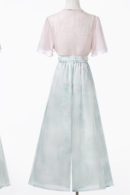 New Chinese Style Hanfu Top and Pants Set