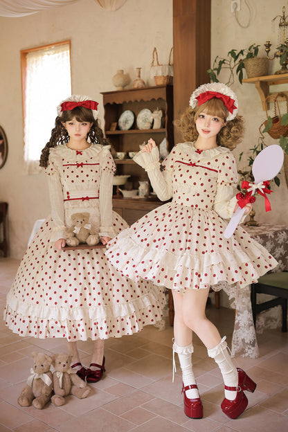 Cotton Polka Dot Print OP Dress Set-Up