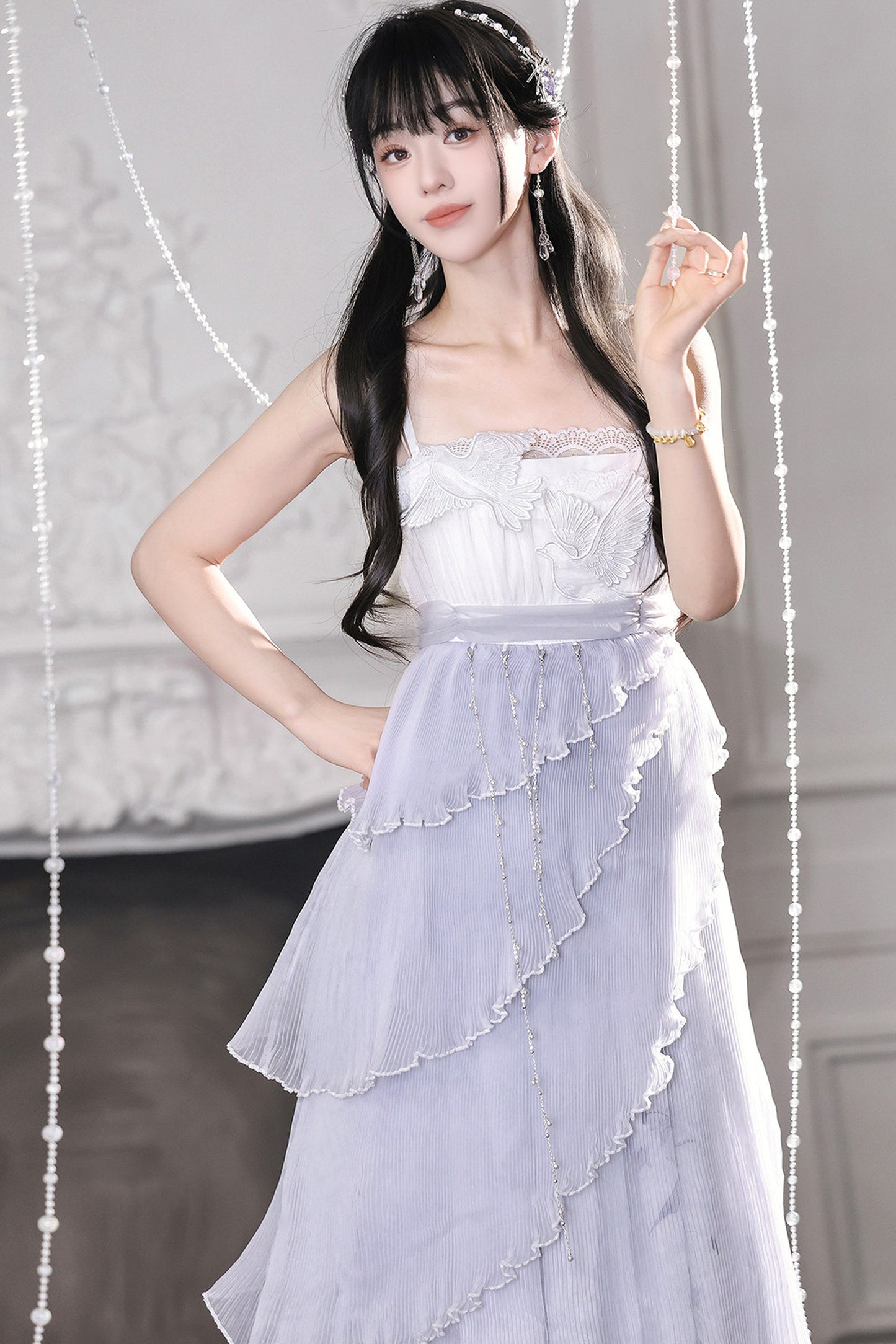 Kleid-Set im griechischen Stil mit Empire-Taille und Cape
