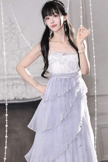 Kleid-Set im griechischen Stil mit Empire-Taille und Cape