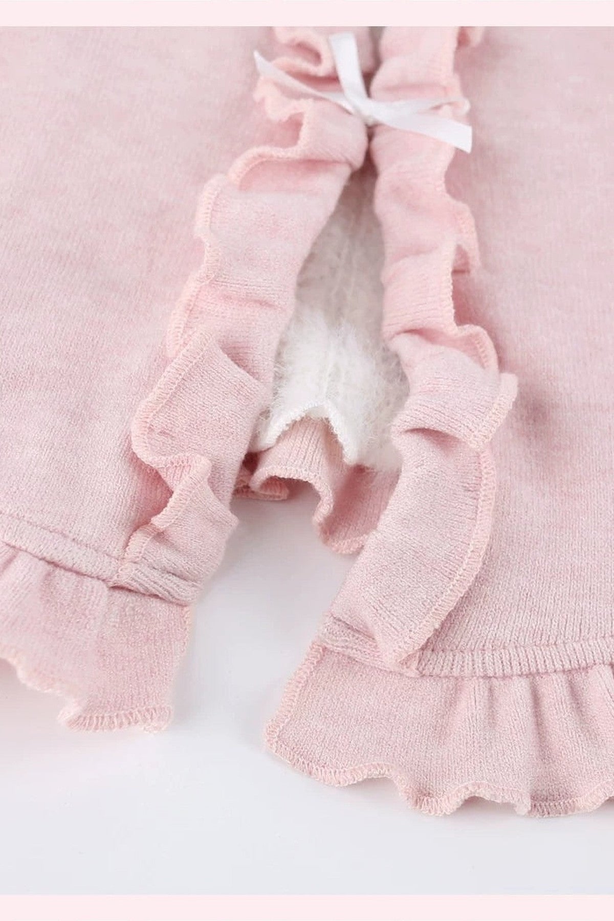 Pink Layered-Look Knit Top and Plush Skirt Set