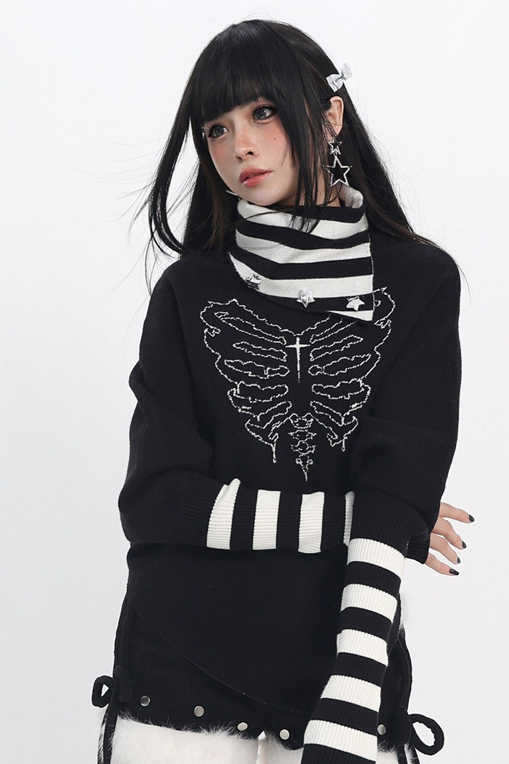 Dark Striped Turtleneck Knitwear