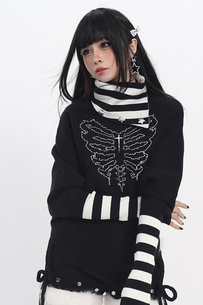 Dark Striped Turtleneck Knitwear