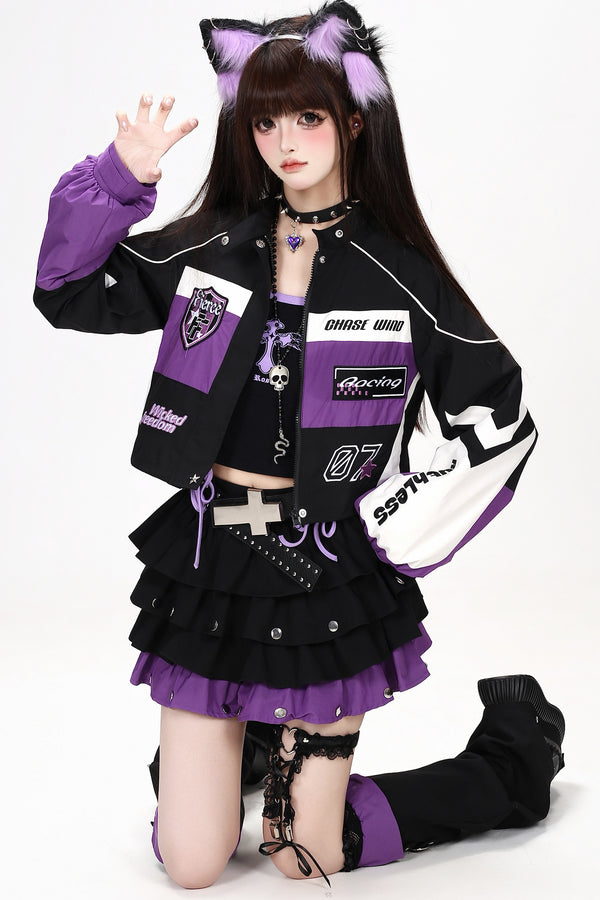 American Style Embroidered Short Jacket and Skirt Set-Up