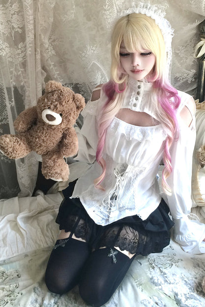 White Rose Lace Top and Skirt Set-Up