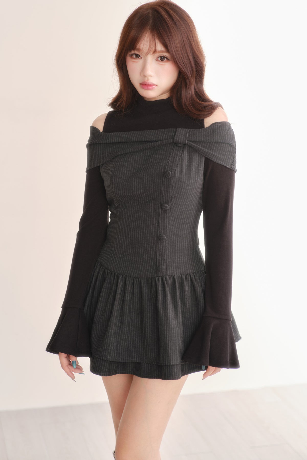 Long Sleeve Knitted Striped Dress
