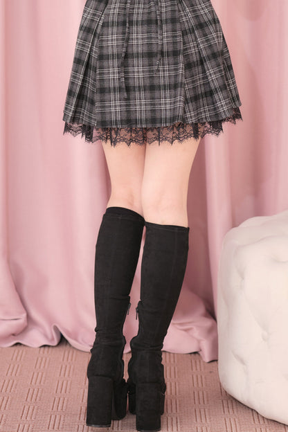 Abito a quadri in maglia effetto stratificato