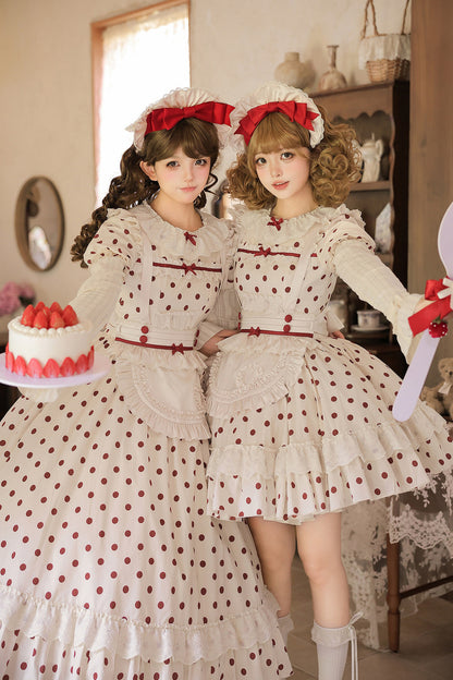 Cotton Polka Dot Print OP Dress Set-Up