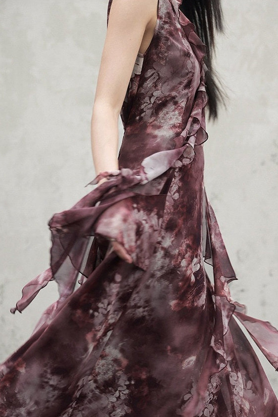 abito in chiffon rosso intenso