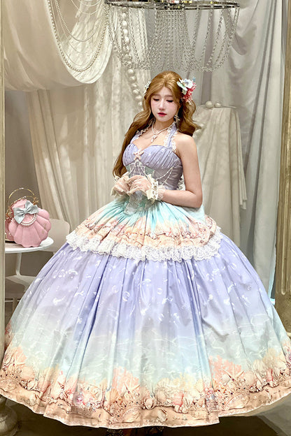 Ensemble robe dos-nu à dégradé océan
