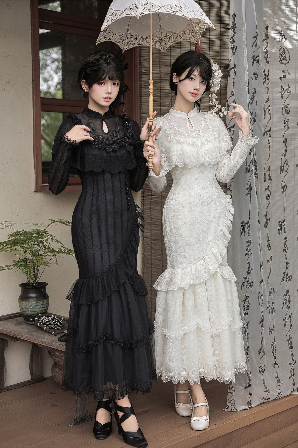 Embroidered Fishtail Qipao Dress