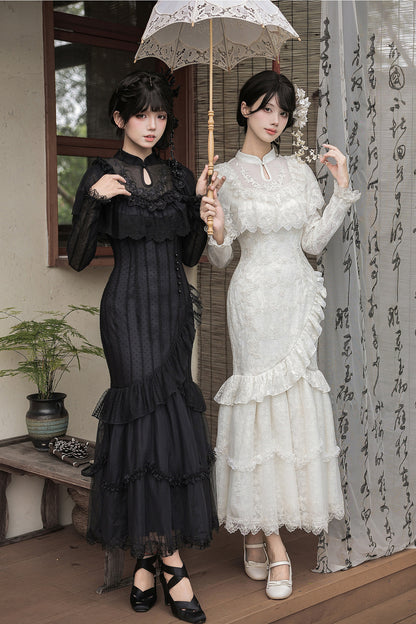 Embroidered Fishtail Qipao Dress