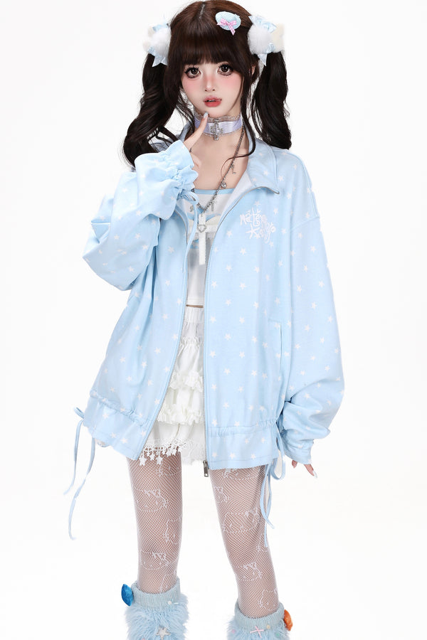 Star Stand-Up Collar Sweatshirt Jacket