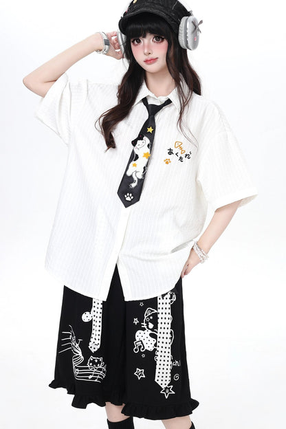 Embroidered Cat Blouse