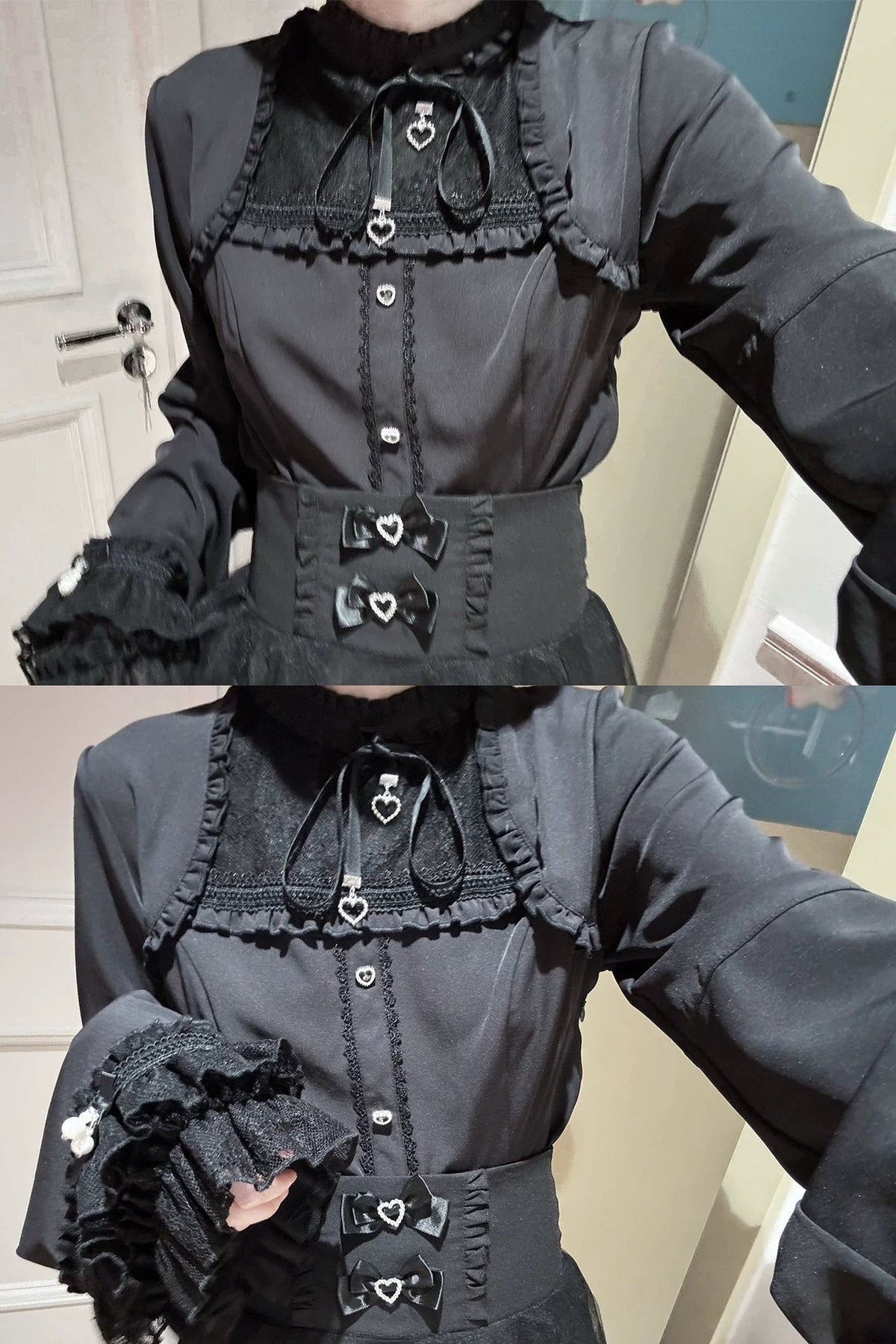 Ruffle Lace Bell Sleeve Top & Skirt Set