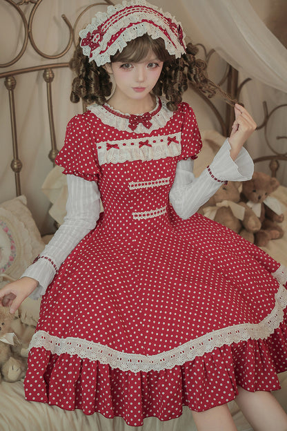 Polka Dot Ruffled Dress With Base Top Set-Up