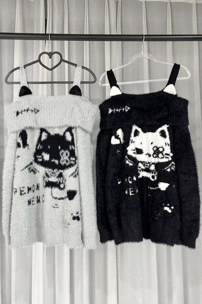 Cat Off-Shoulder Sweater