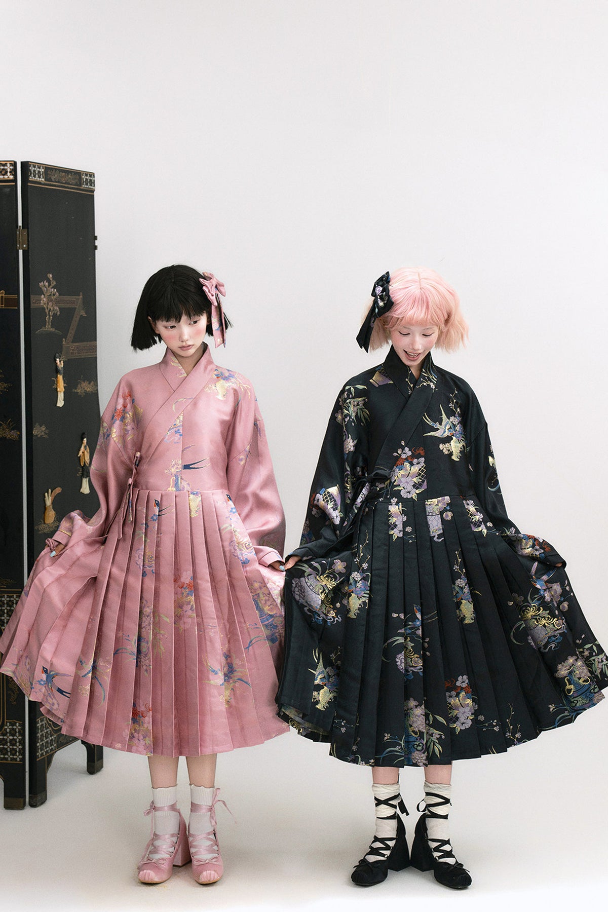 Floral Hanfu Puffy Dress Set