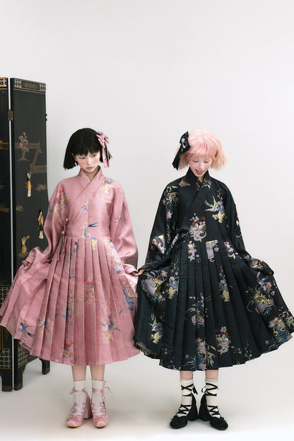 Floral Hanfu Puffy Dress Set