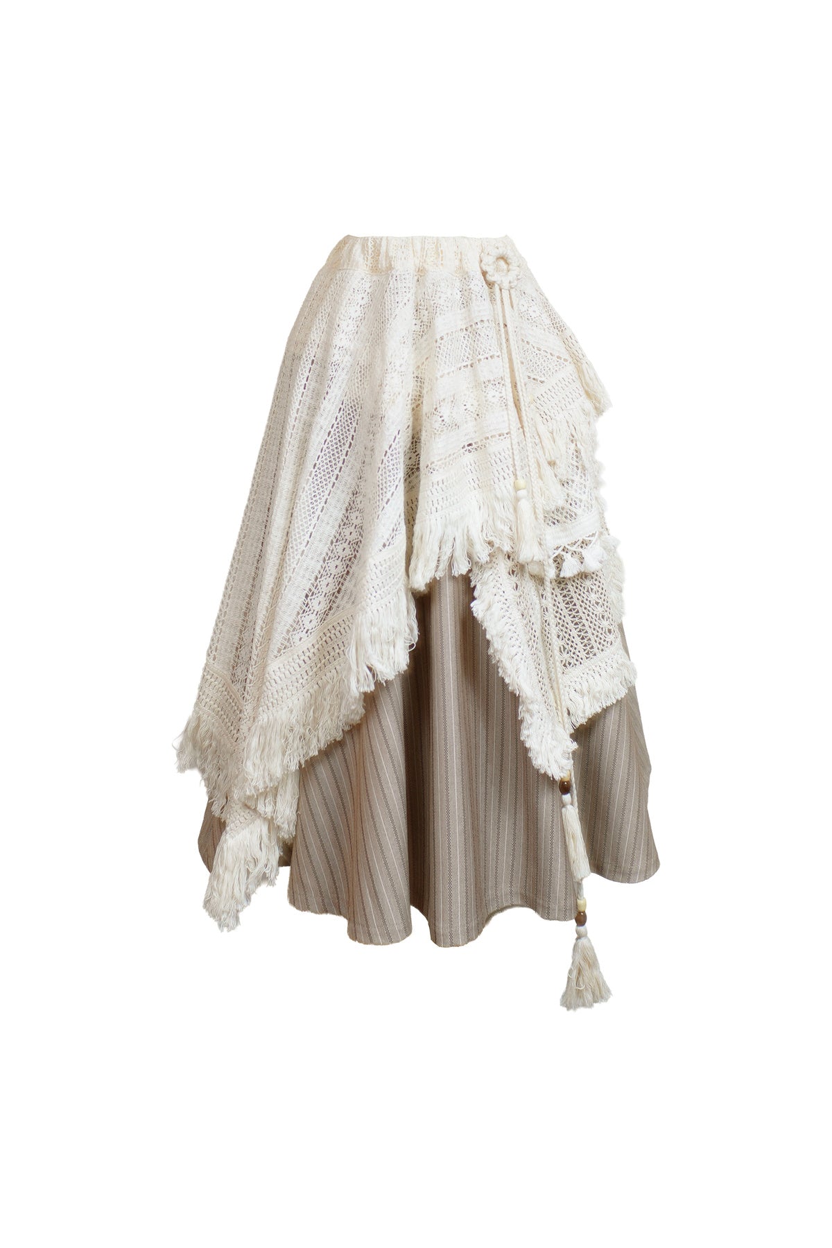 Irregular Hollow Lace Tassel Skirt