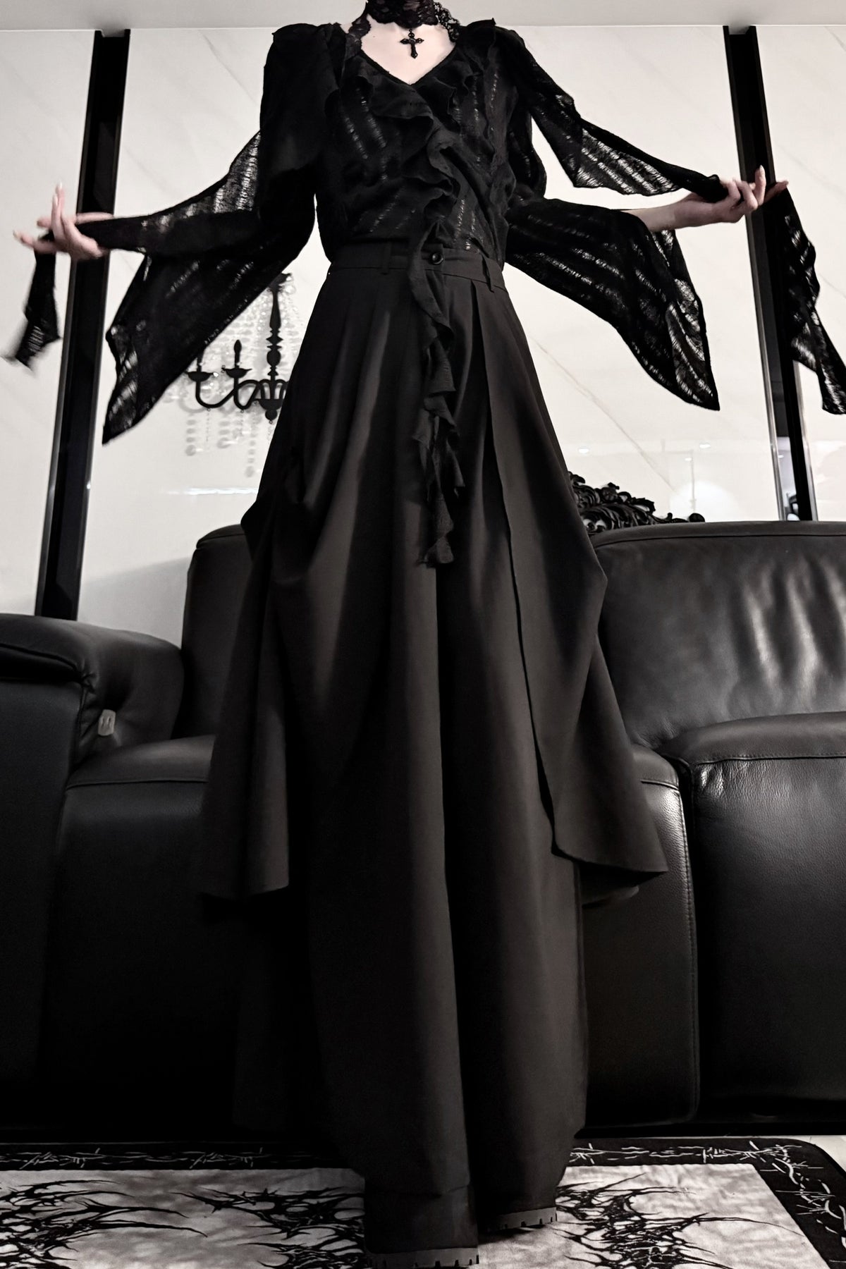 High-Waisted Wide-Leg Skirt Set