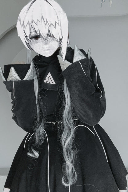 Oversize-Kapuzenoberteil mit Hasenohren und Krallen
