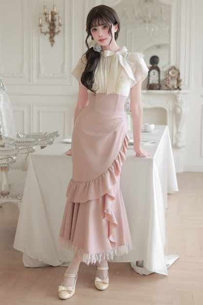 Blush Corset Ruffle Dress