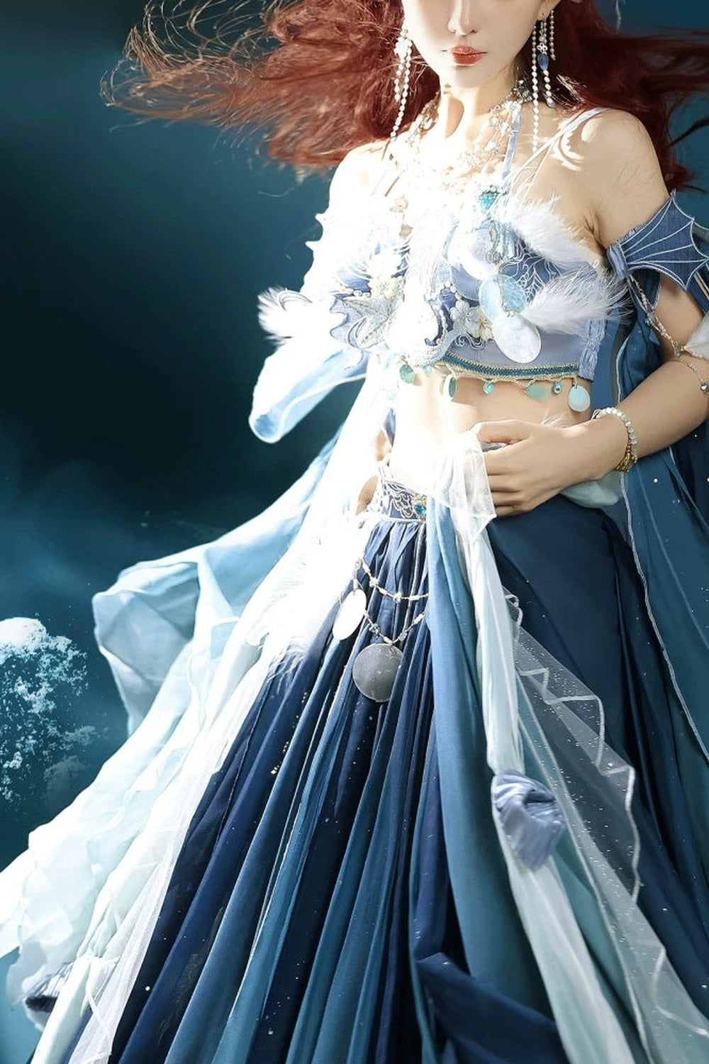 Exotic Mermaid Princess Hanfu Skirt and Camisole Set-Up