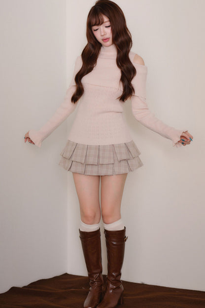 Off-Shoulder Shawl Pullover Sweater