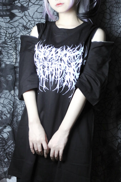 サブカルパンクオフショルTシャツ