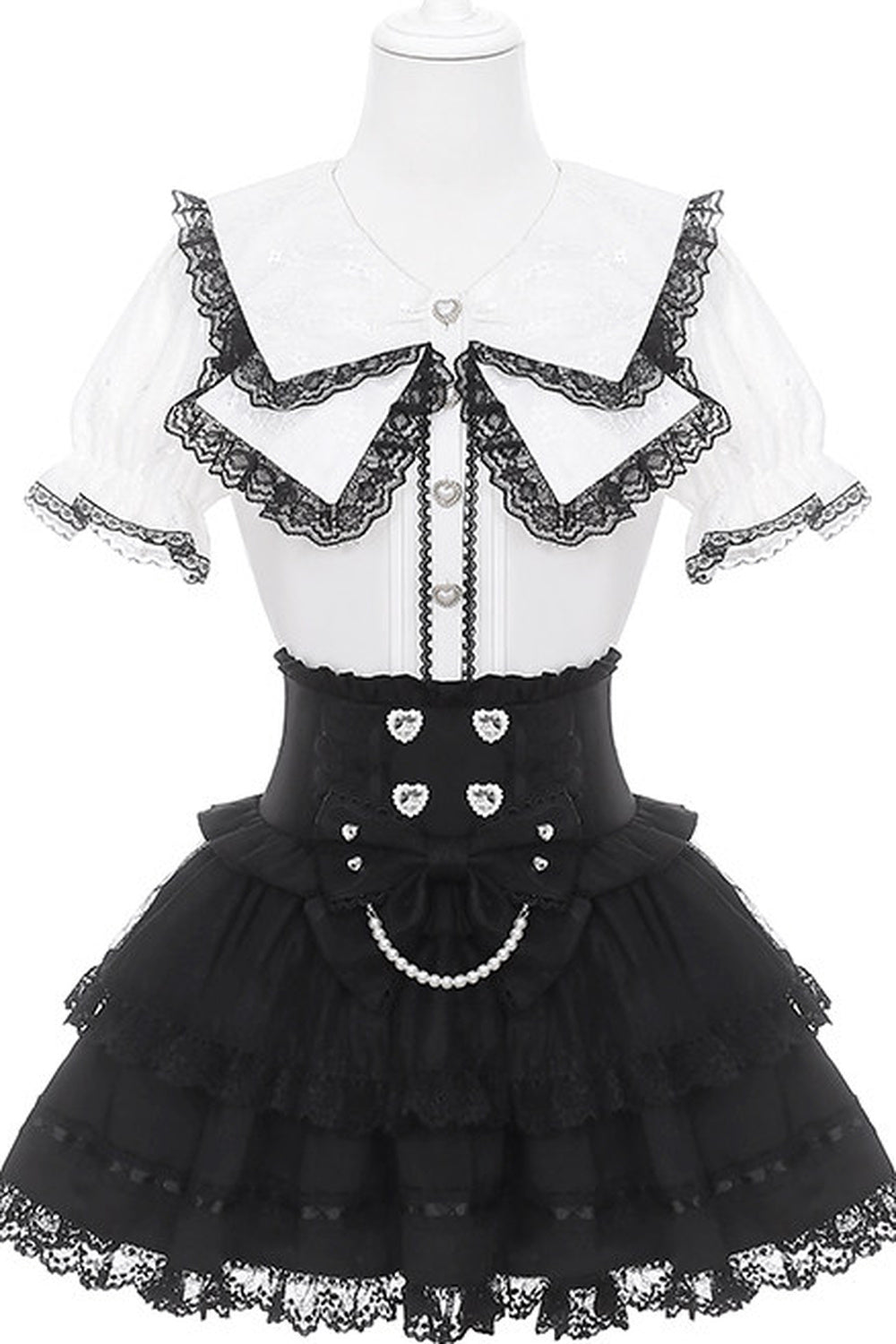 Lace Ribbon Sailor Jirai Kei Set