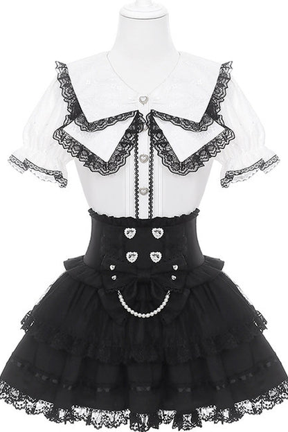Lace Ribbon Sailor Jirai Kei Set