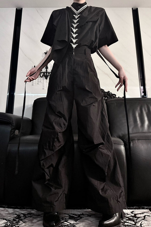 Fifth-Generation Top and Pleated Wide-Leg Pants Set