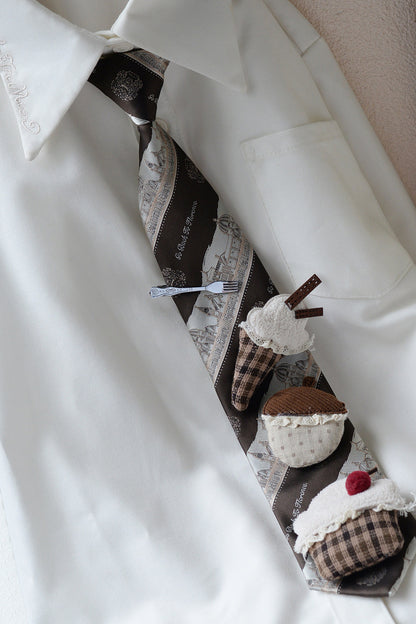 Cravate vintage en tissu Dessert