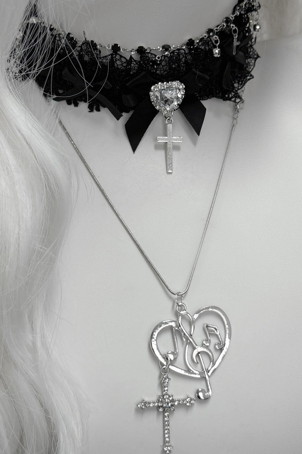 Heart Cross Bijou Necklace