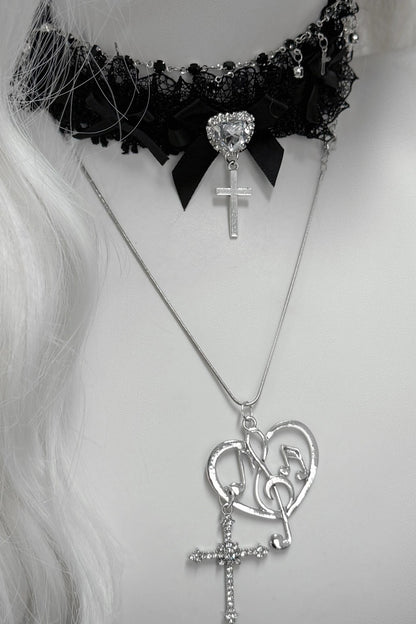 Heart Cross Bijou Necklace